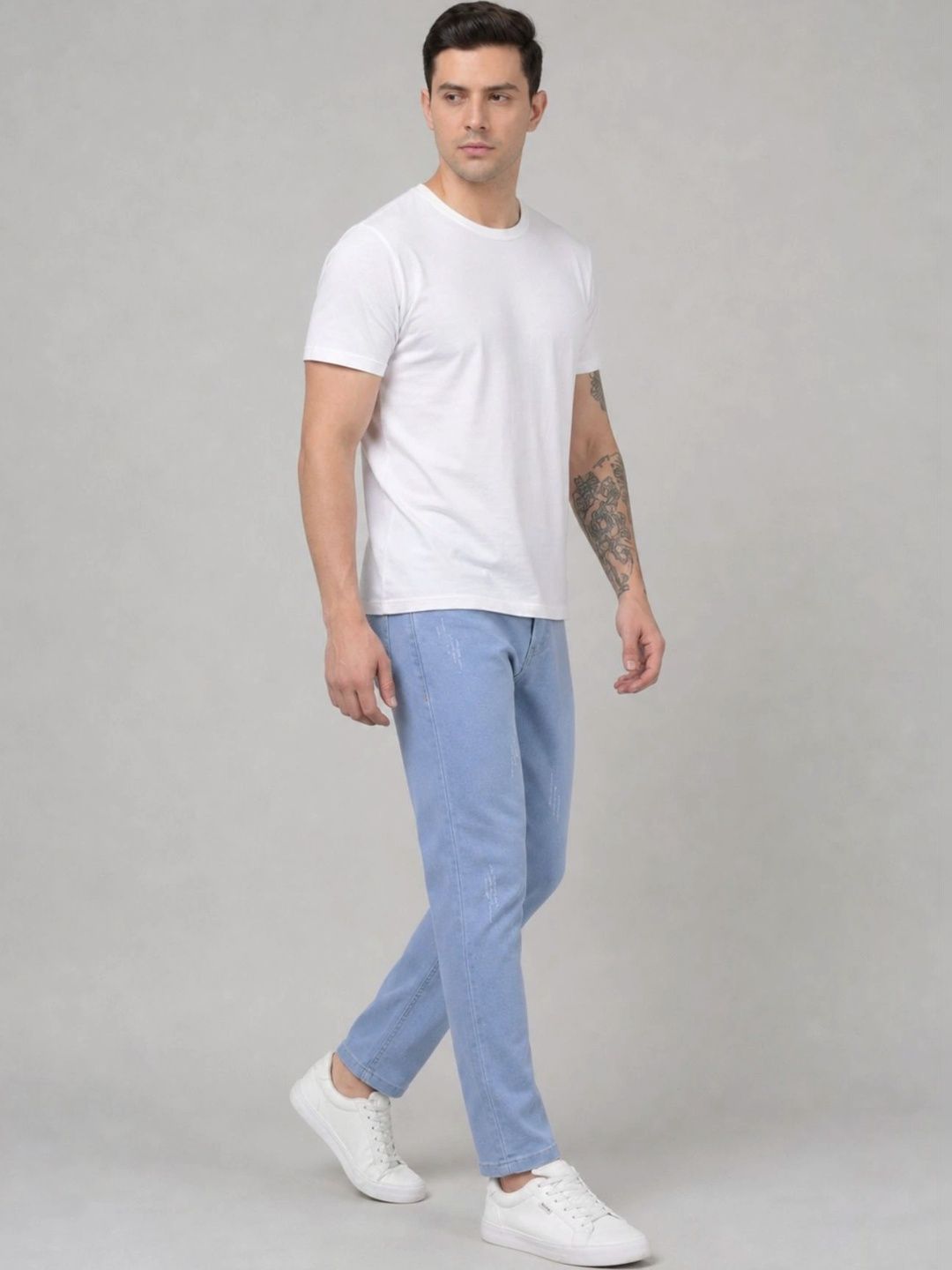 BREXX Men Jean Slim Fit Mid-Rise Low Distress Stretchable Jeans-picture-51