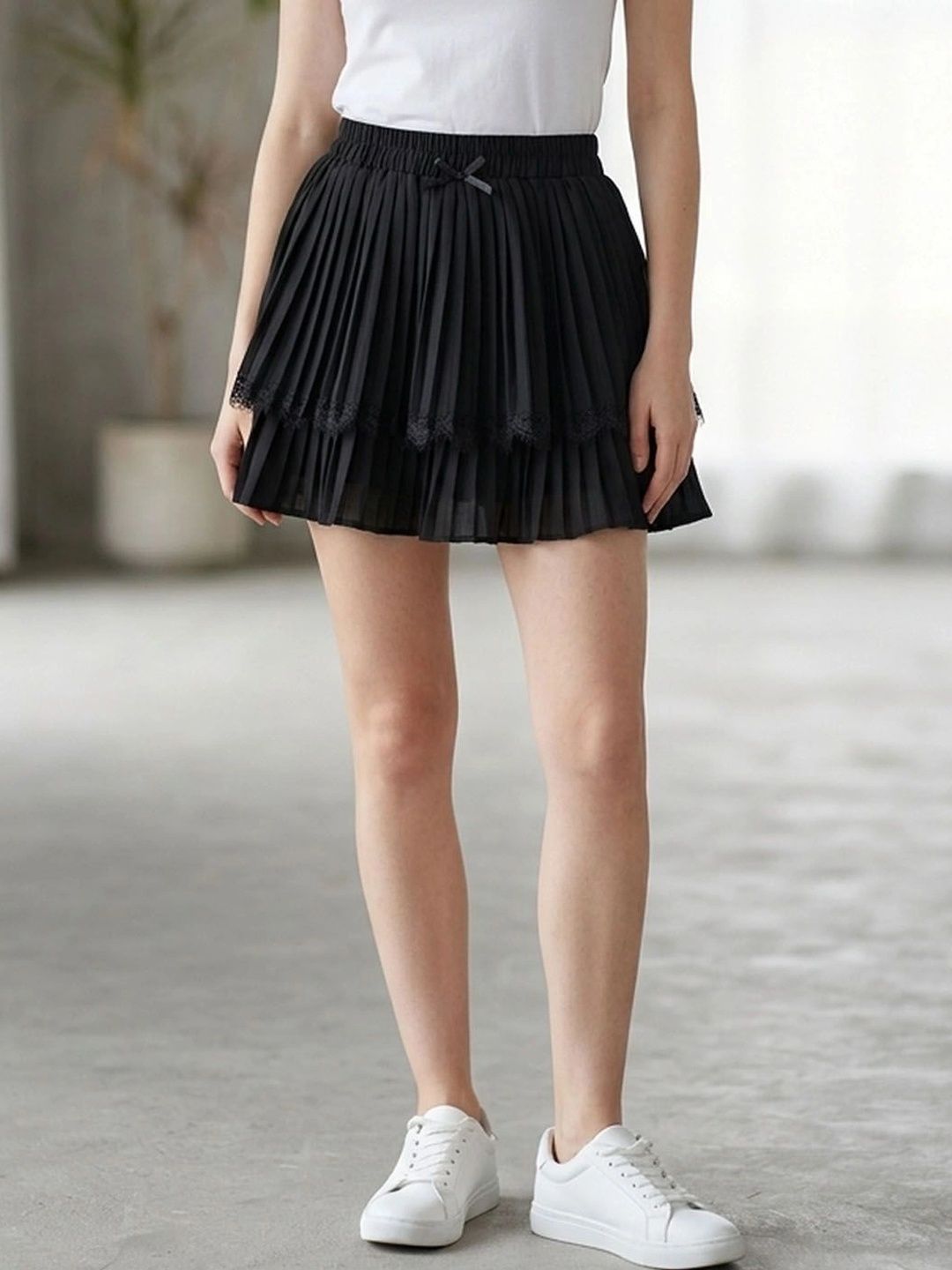 Suo Women Above Knee Flared Skirt-picture-36