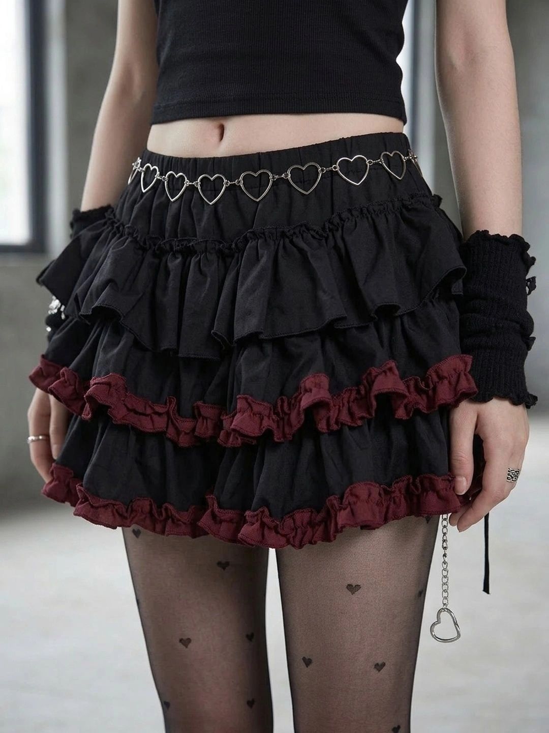 Suo Women Frills Bows and Ruffles Mini Flared Skirt-picture-55