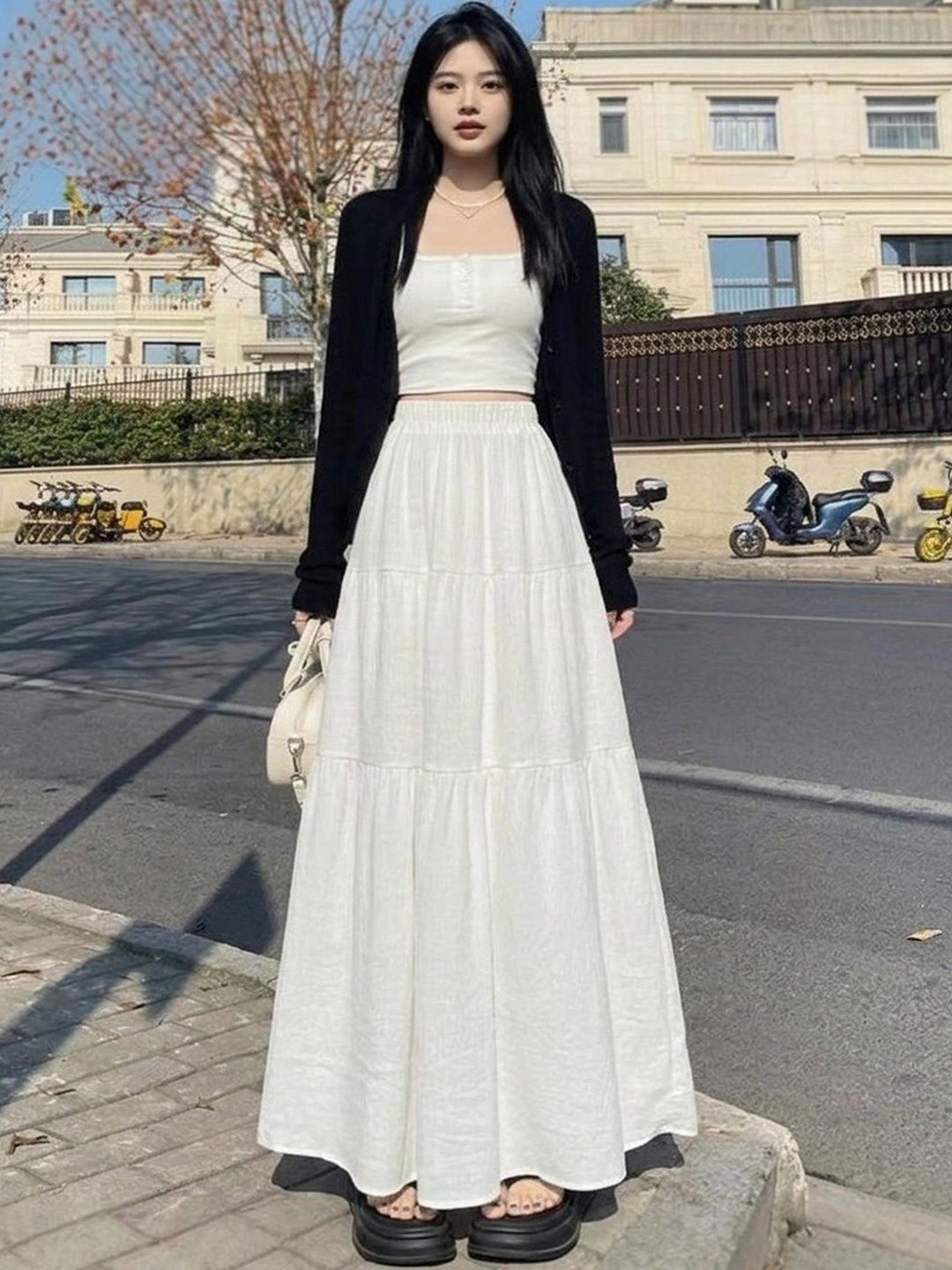 Suo Women Tiered Maxi Tiered Skirt-picture-43