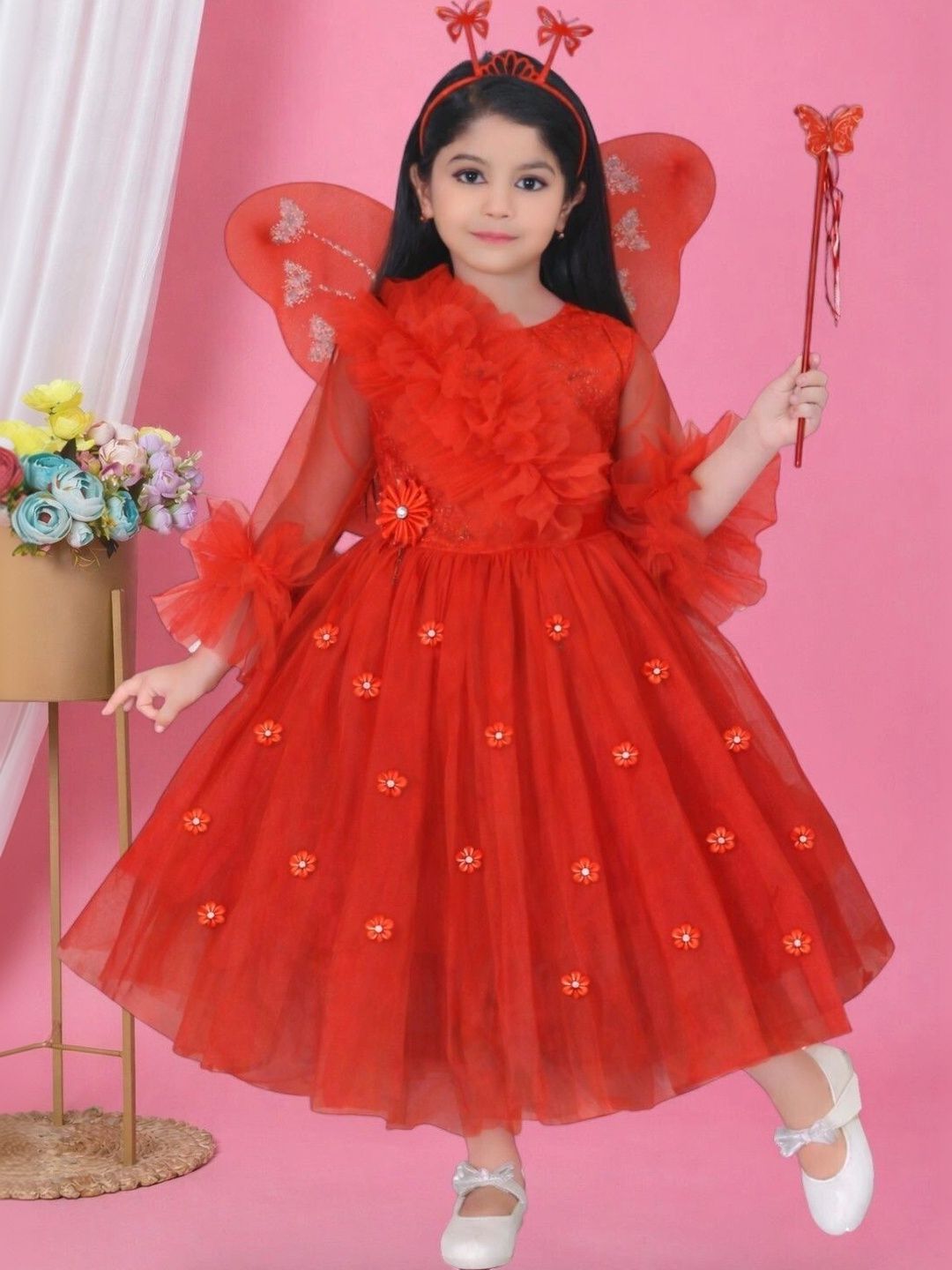 ITC FASHION Embellished Ruffled Net A-Line Maxi Dress-picture-12