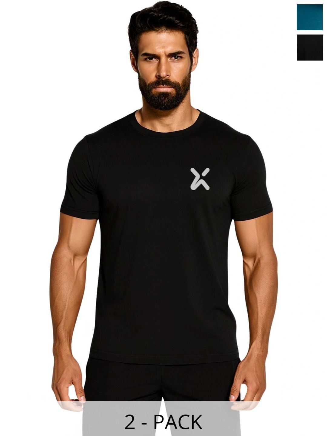 3Colors Men Pack of 2 Brand Logo Moisture Wicking T-shirt-picture-25