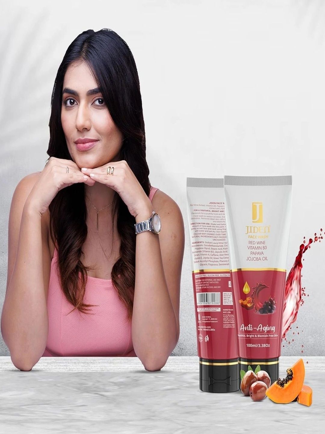 Jiden Anti Aging Face Wash With Red Wine, Papaya & Jojoba Oil - 100 ml-image-49