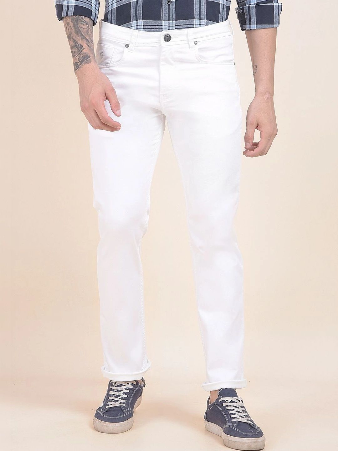 Cantabil Men Straight Fit Mid-Rise Cuffed Hem Stretchable Jeans-picture-44