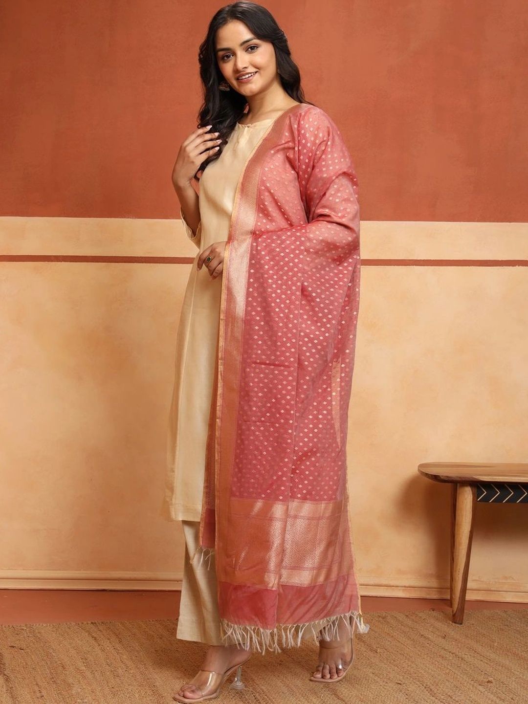 Fabindia Woven Design Cotton Silk Blend Dupatta-picture-20