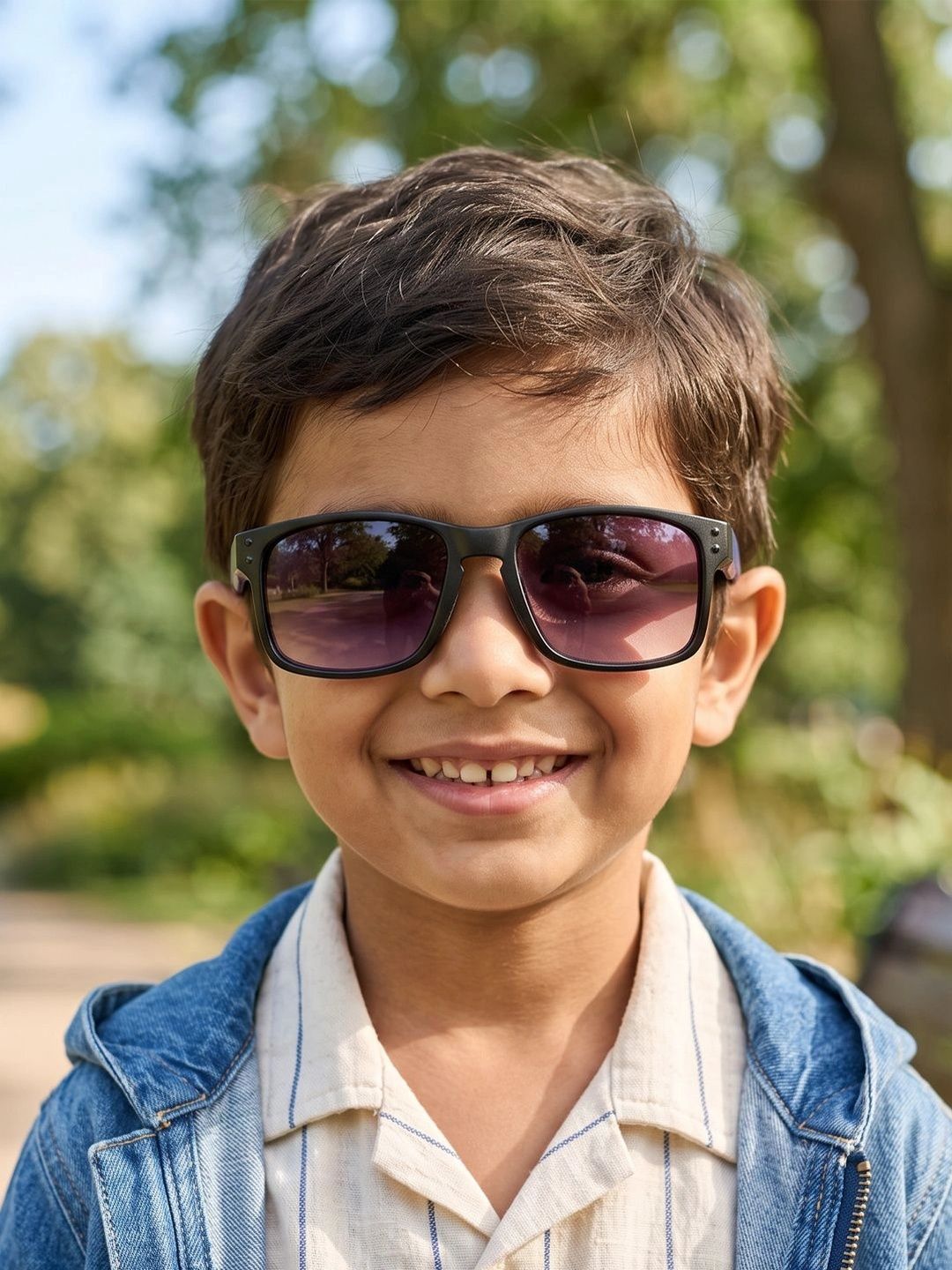 DukieKooky Unisex Kids Purple Lens & Black Rectangle Sunglasses with-picture-15