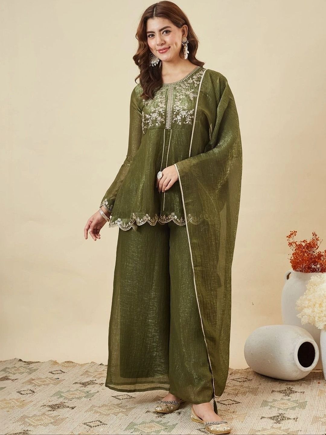 GRINISH Women Ethnic Motifs Embroidered Thread Work Pure Cotton Thread Work Empire Kurti-picture-25
