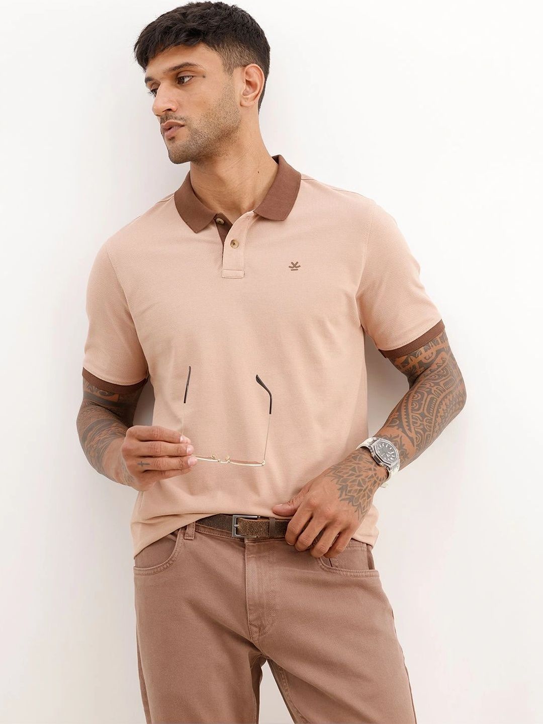 WROGN Men Brand Logo Polo Collar Slim Fit T-shirt-picture-38