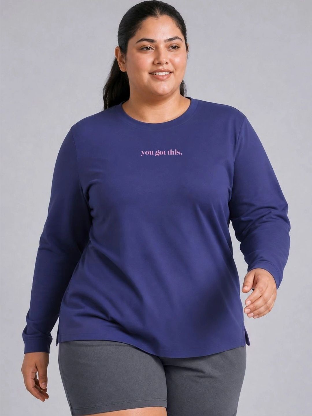CULT Women Blue Fullsleeve Printed Plus size T-shirt-picture-27