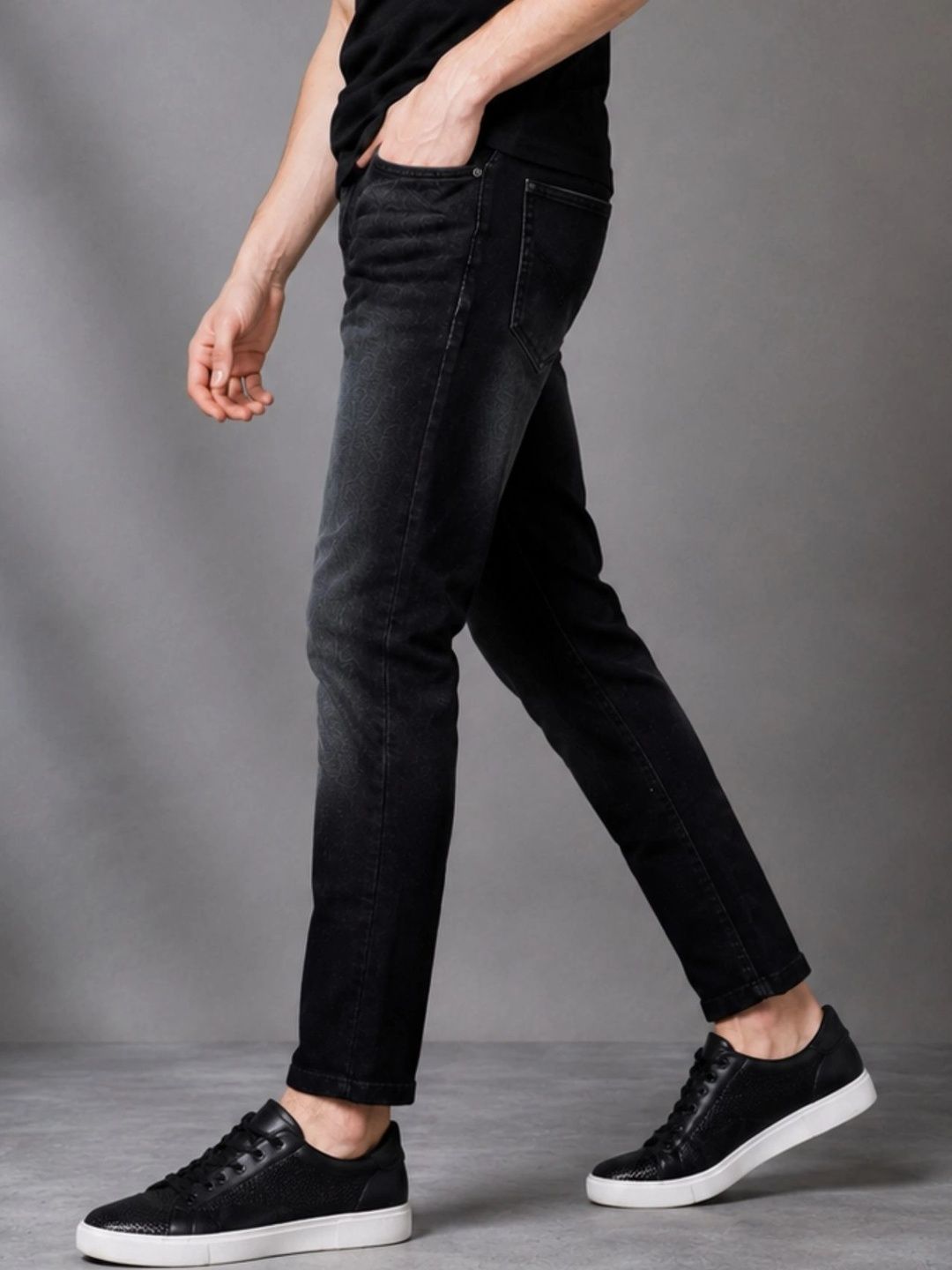 BREXX Men Jean Slim Fit Mid-Rise Low Distress Light Fade Stretchable Jeans-picture-55