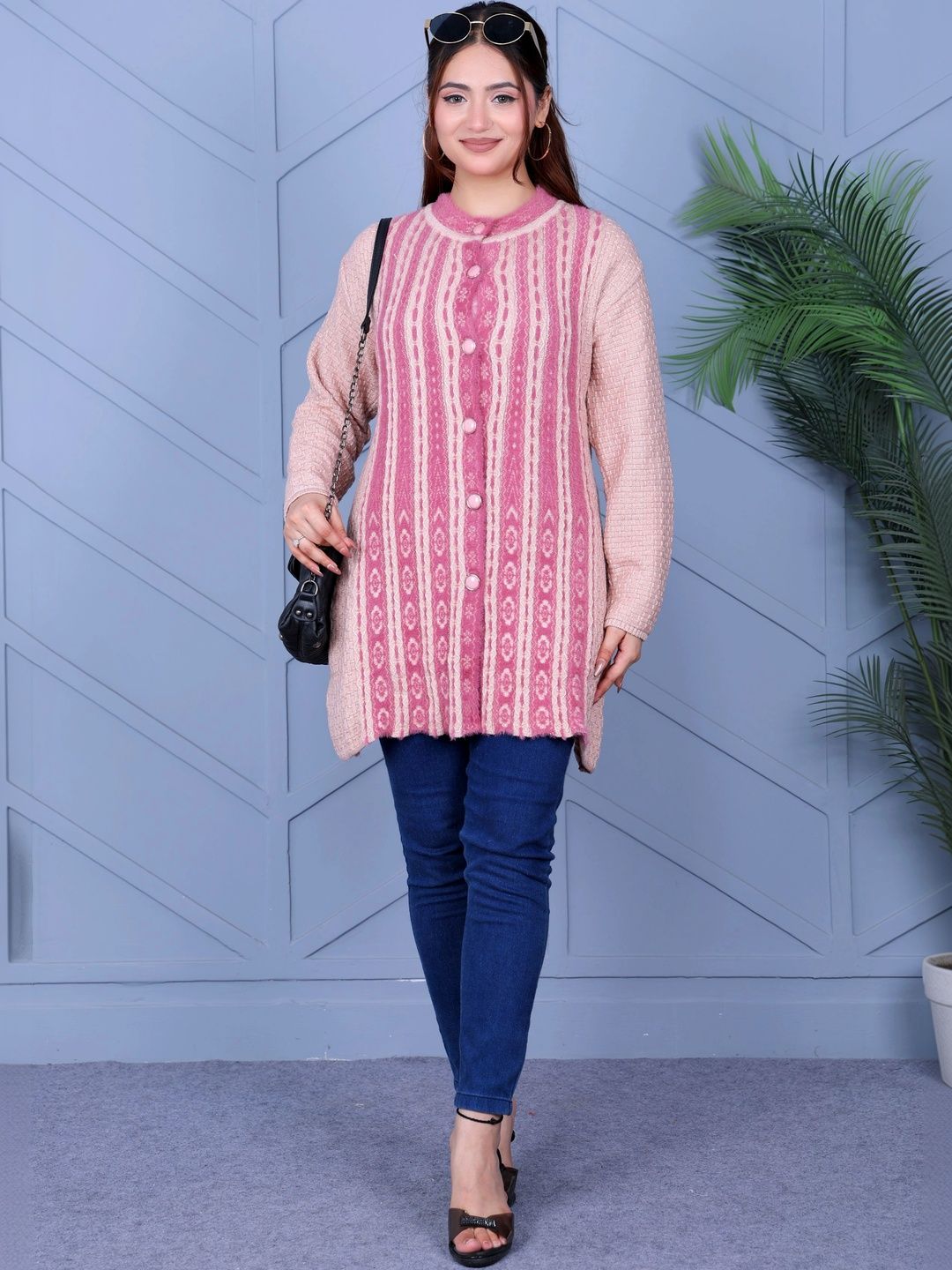 DUTCH DREAM Women Colourblocked Woollen Longline Cardigan-picture-32