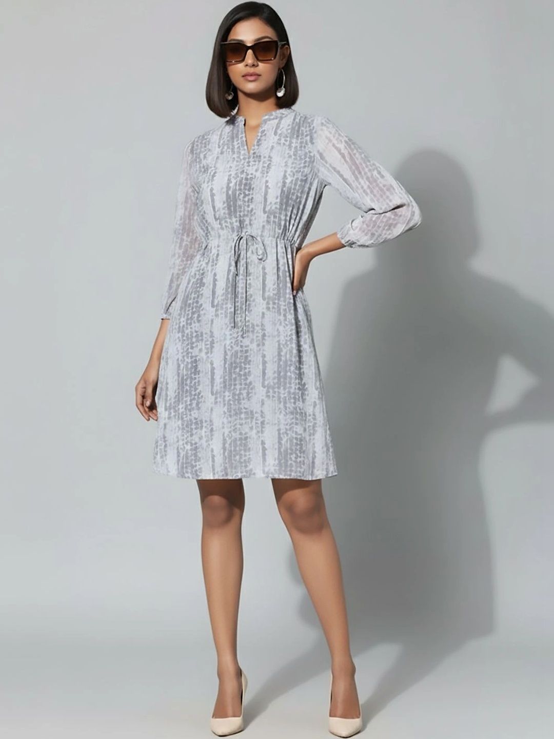 KALINI Print Georgette A-Line Dress-image-32
