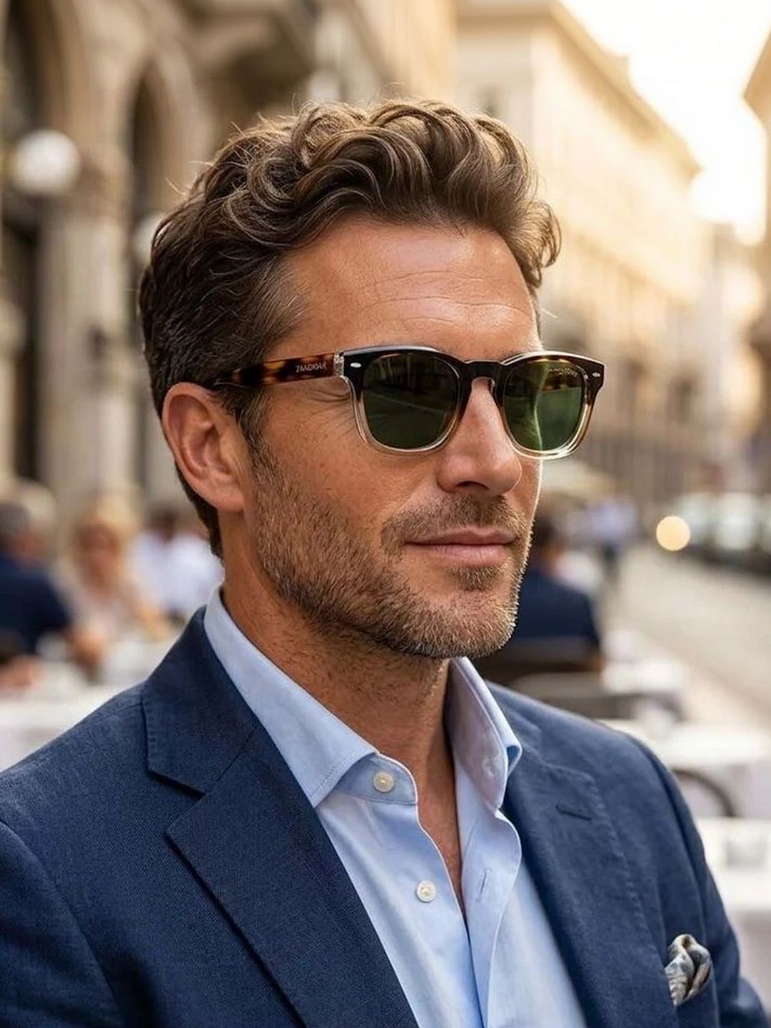 ZAADRAN Unisex Green Lens & Brown Square Sunglasses with-image-3