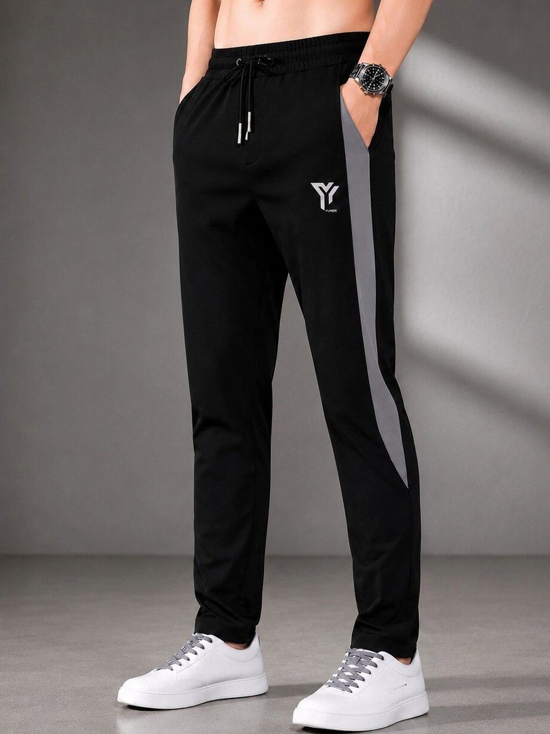 YUNEK Men Regular Fit Brand Logo Rapid-Dry Training Track Pants-picture-39