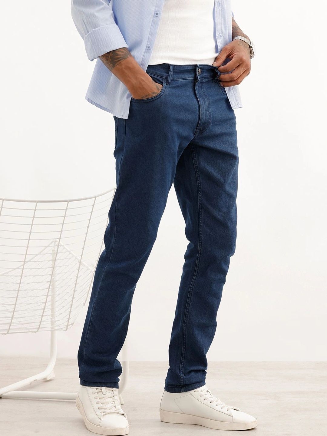 WROGN Men Slim Fit Mid-Rise Stretchable Jeans-picture-17