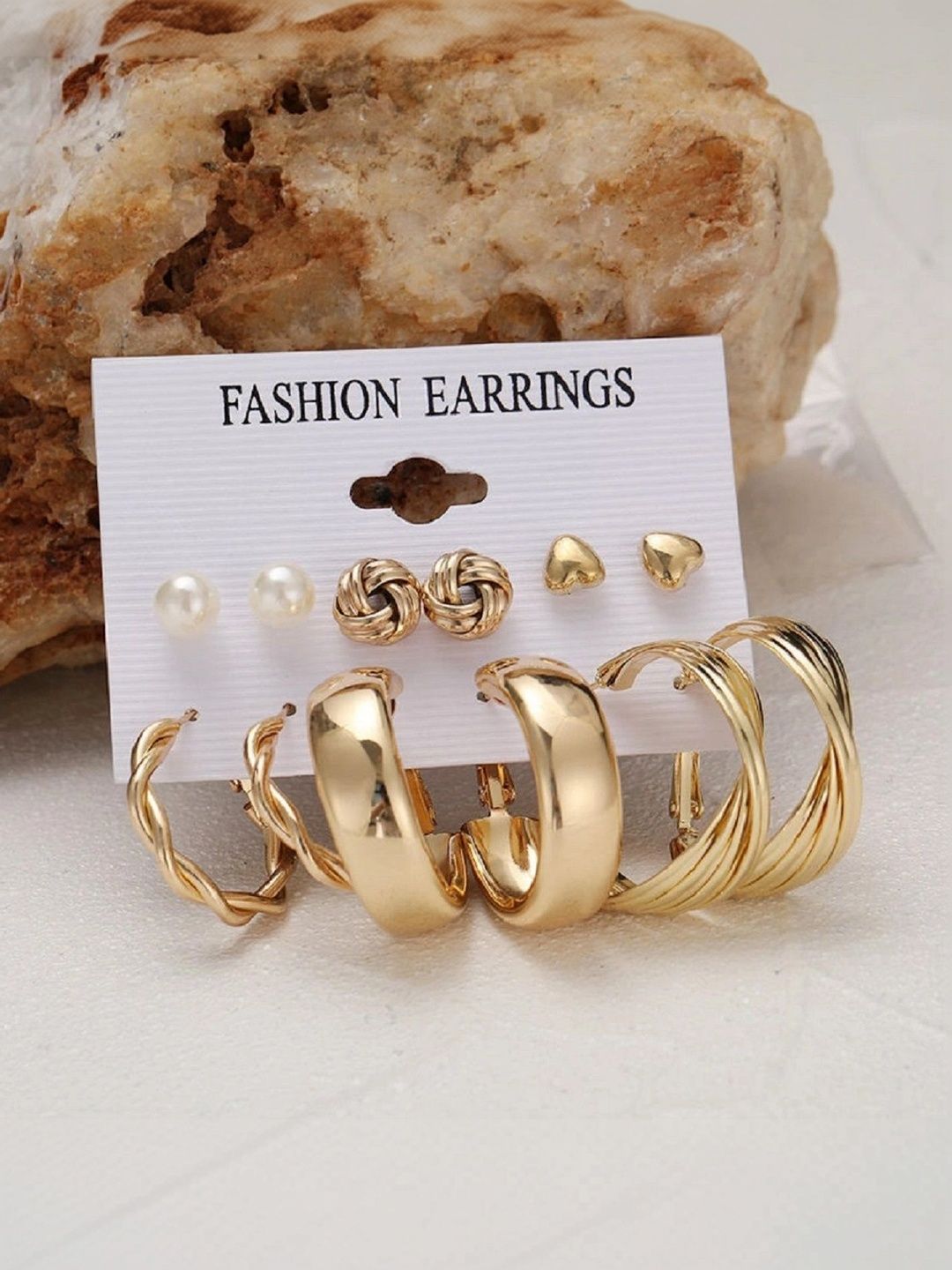 Celestria Set Of 6 Geometric Hoop Earrings-picture-44
