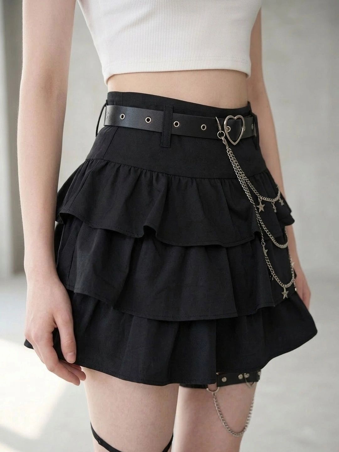 Suo Women Frills Bows and Ruffles Mini Flared Skirt-picture-46