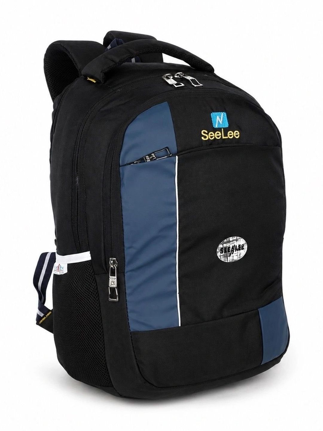 Seenlee Men Colourblocked Contrast Detail Backpack with Compression Straps-image-14