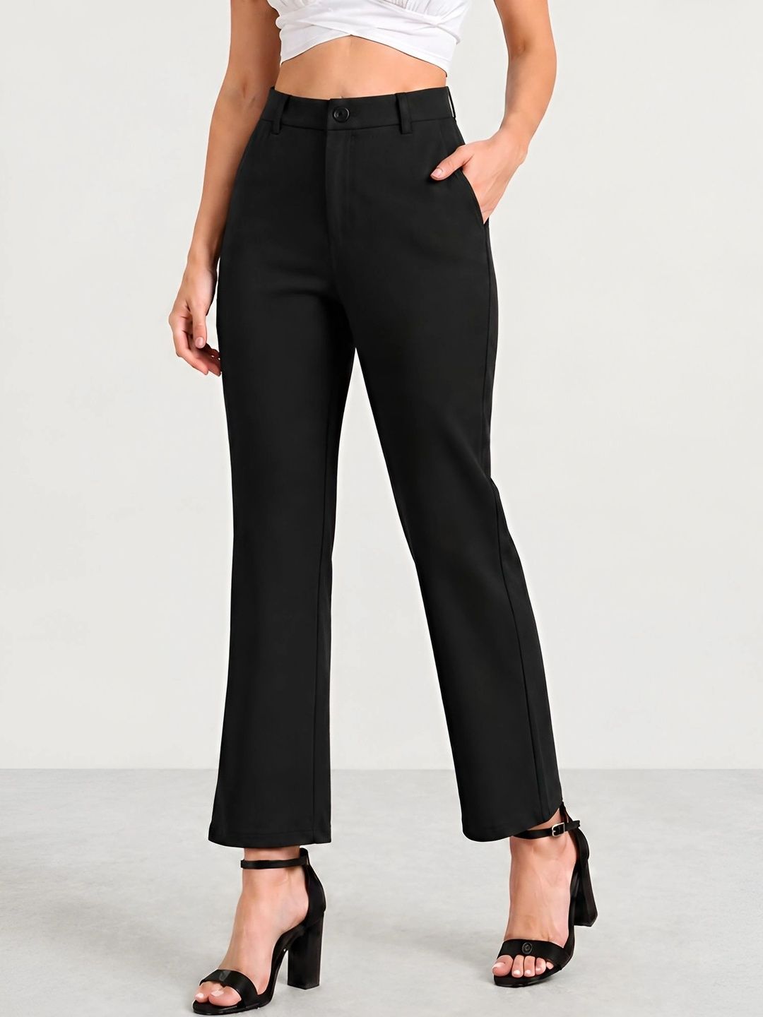 Mast & Harbour Women Tailored Tapered Fit High-Rise Trousers-picture-40