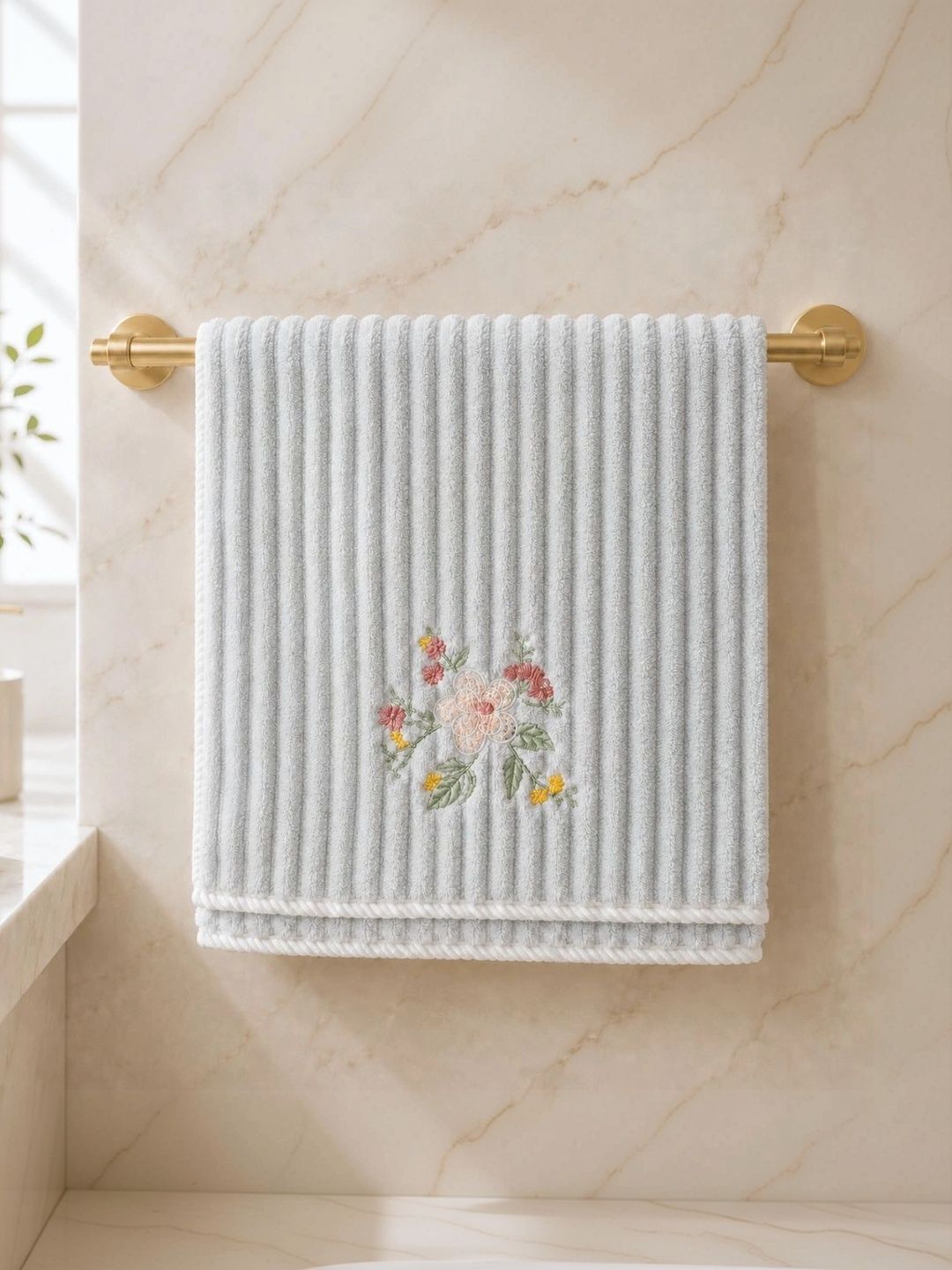 DIVYAM - JOY OF COMFORT Grey 1 Striped 420 GSM Bath Towel-image-14