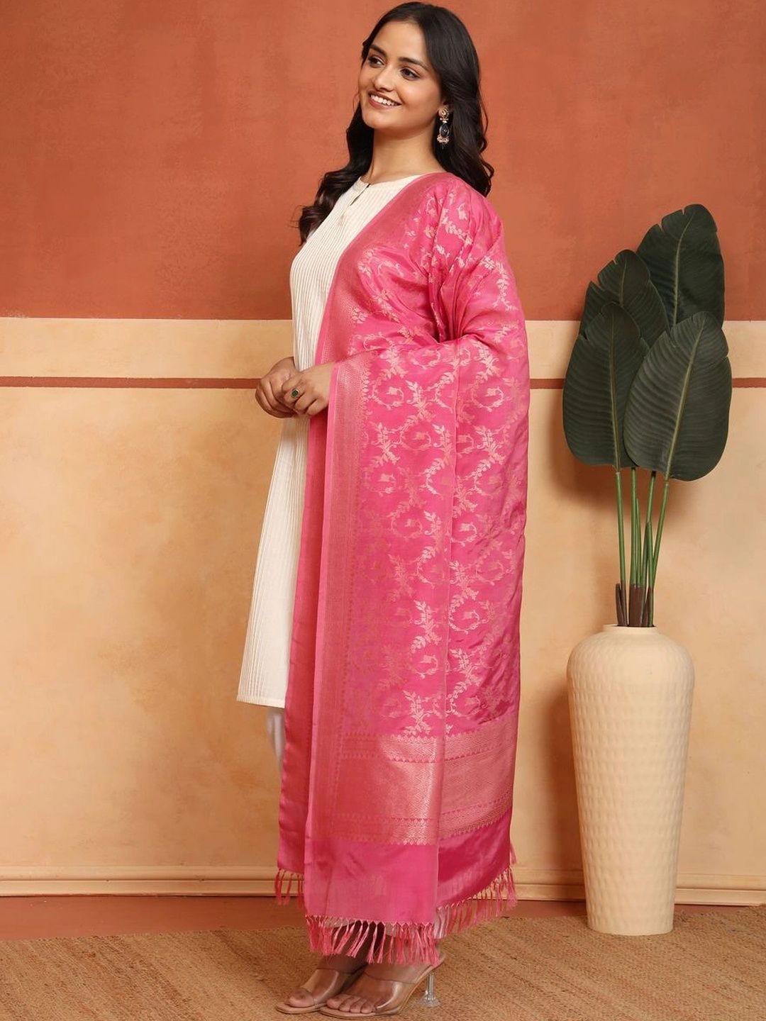 Fabindia Ethnic Motifs Woven Design Viscose Rayon Blend Dupatta with Zari-picture-27