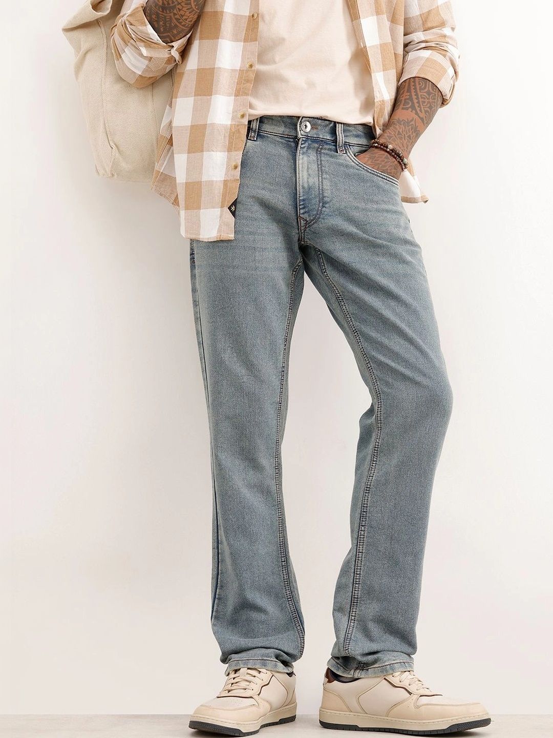 WROGN Men Straight Fit Mid-Rise Stretchable Jeans-picture-31