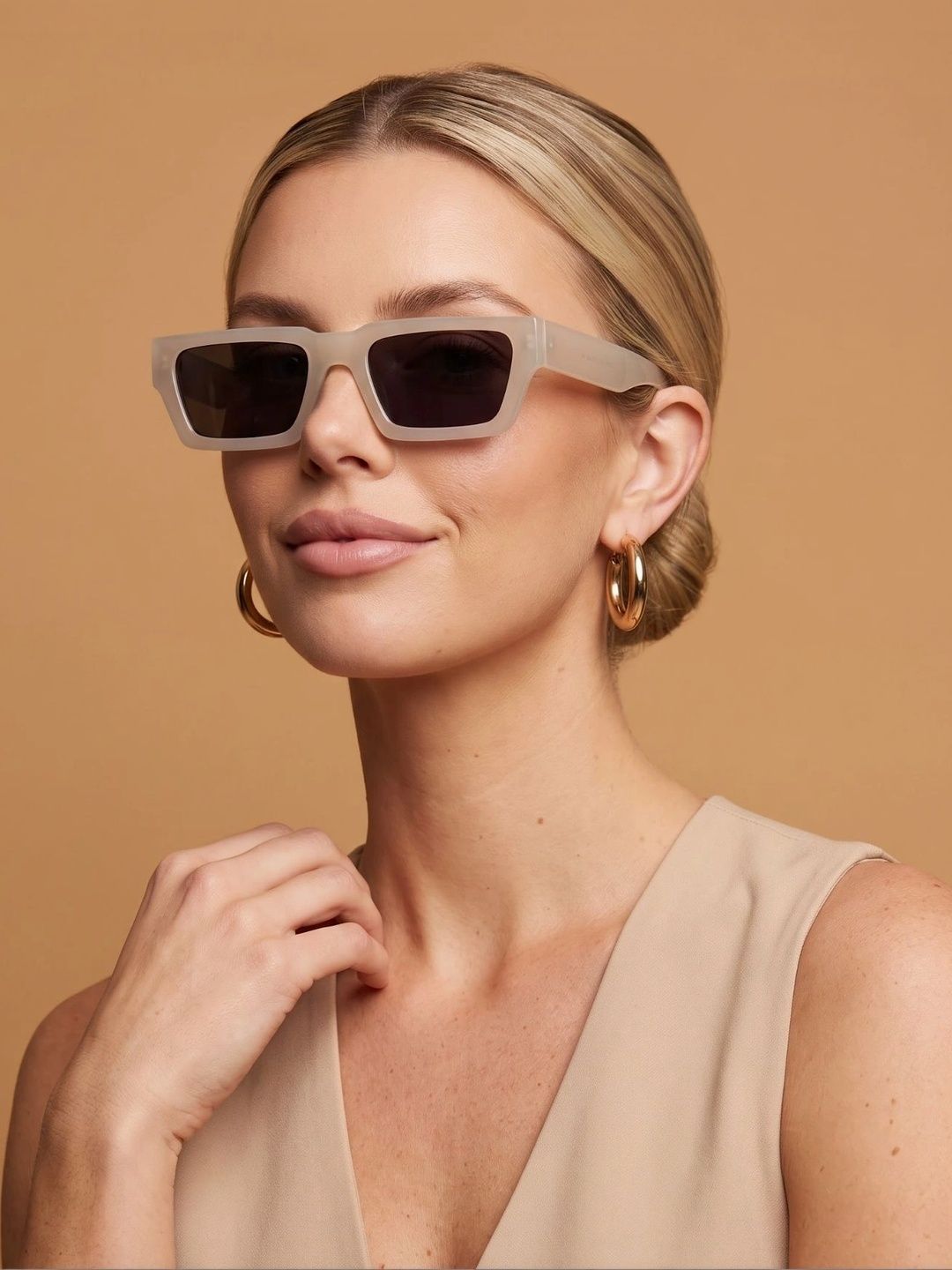 goglassic Unisex Black Lens & White Rectangle Sunglasses with-image-37