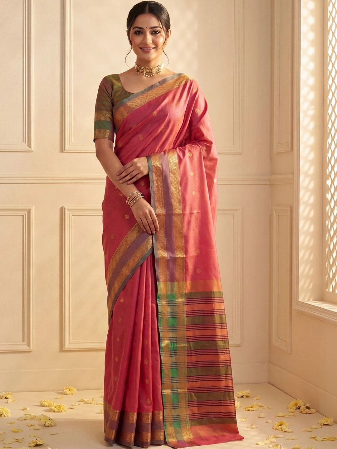 Mitera Striped Zari Silk Blend Designer Ilkal Saree-picture-12