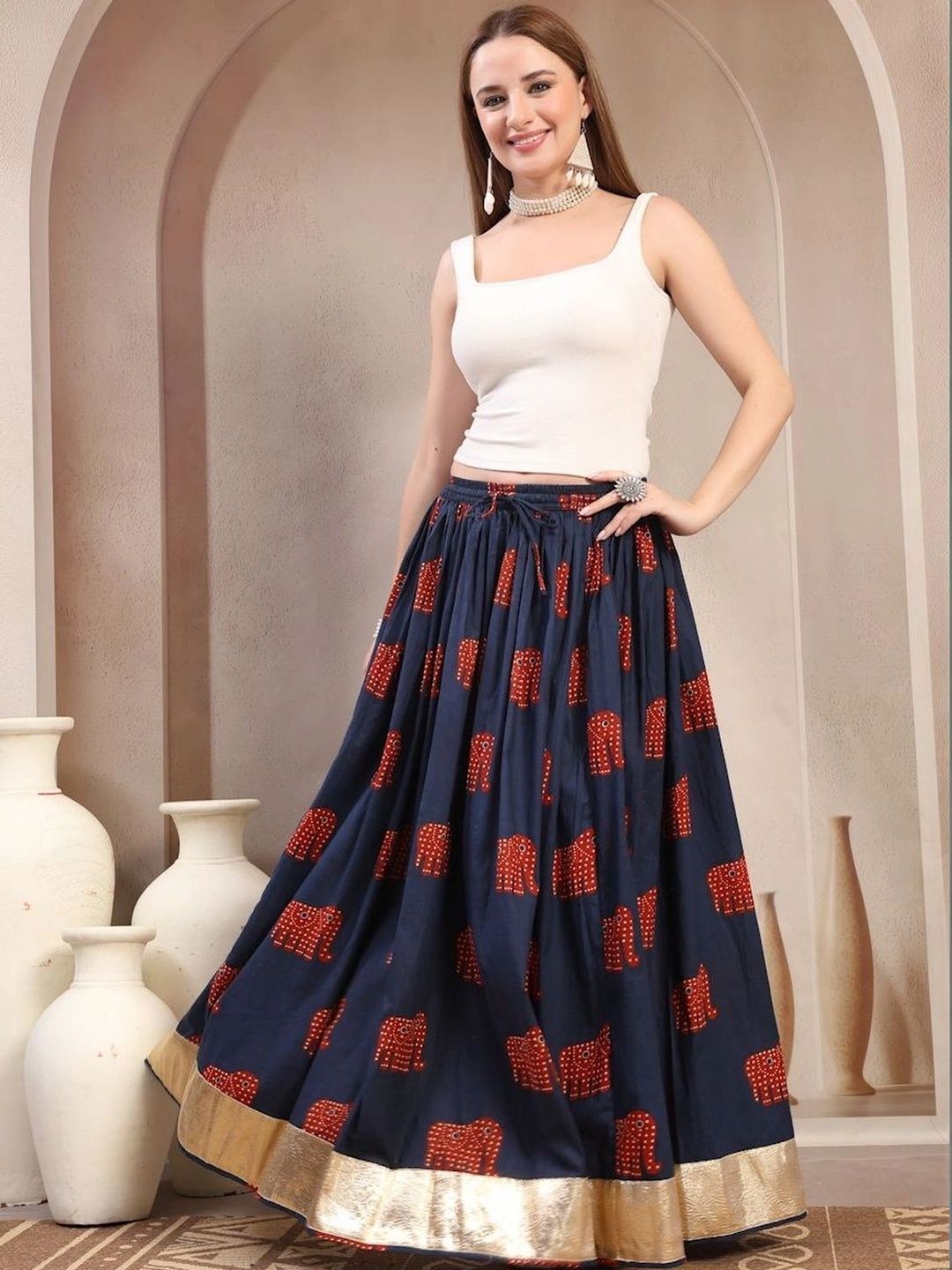 Anouk Women Cotton Cotton Cambric Maxi Flared Skirt-picture-15