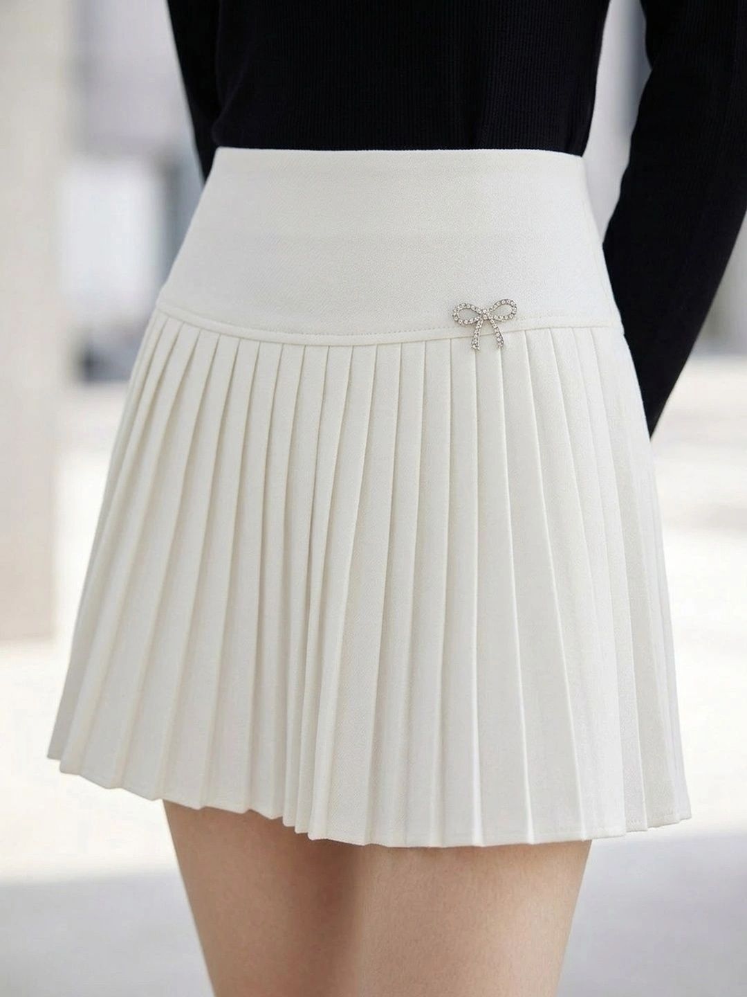 Suo Women Accordion Pleated Mini Flared Skirt-picture-24