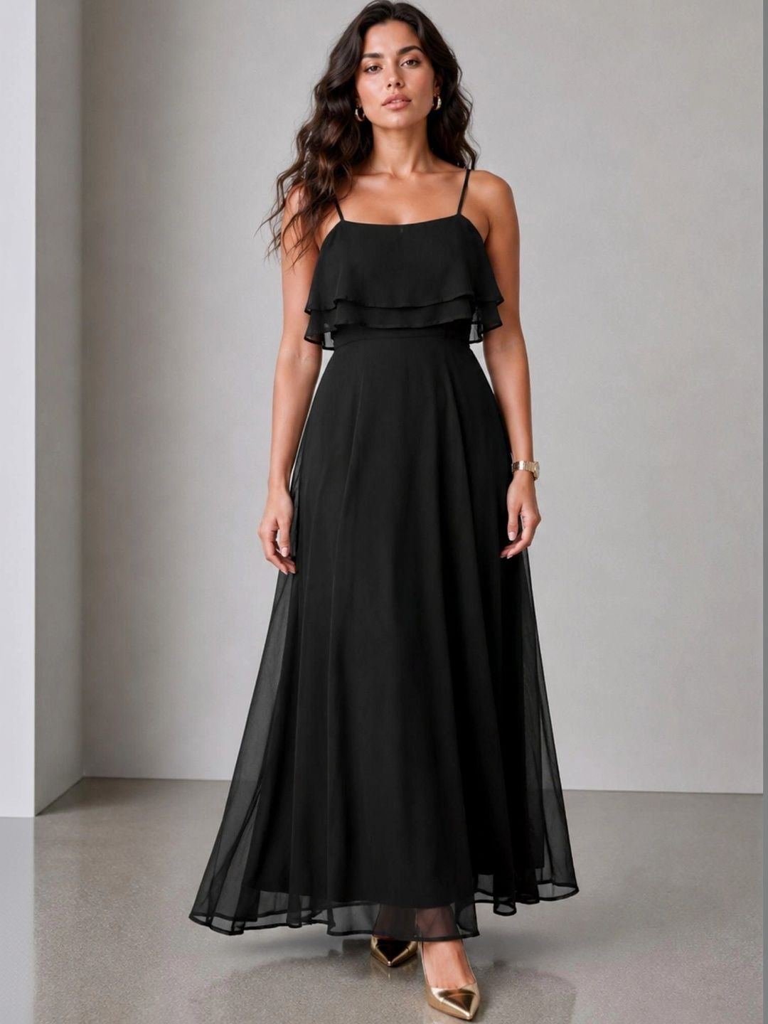 Virgio Ruffled Georgette Formal Maxi Dress-image-2