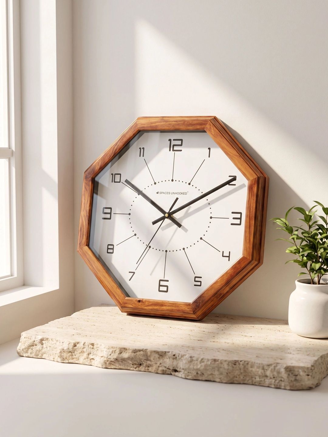 Spaces Unhooked Brown & White Geometric Wall Clock-picture-28
