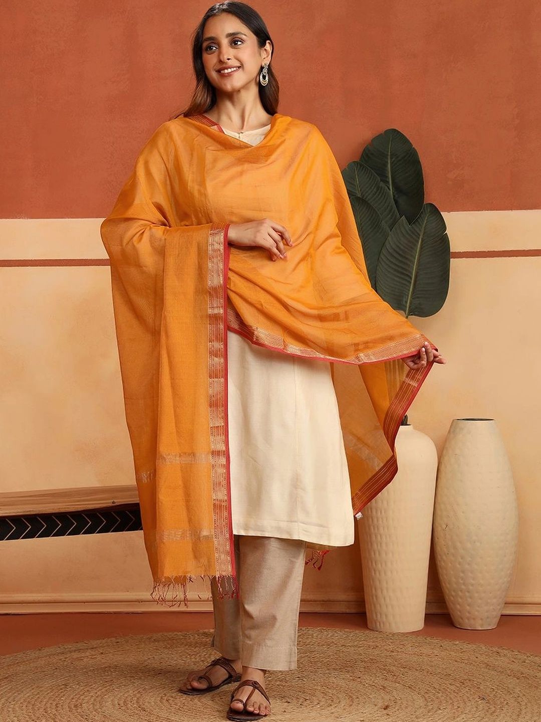 Fabindia Woven Design Cotton Silk Blend Dupatta-picture-51