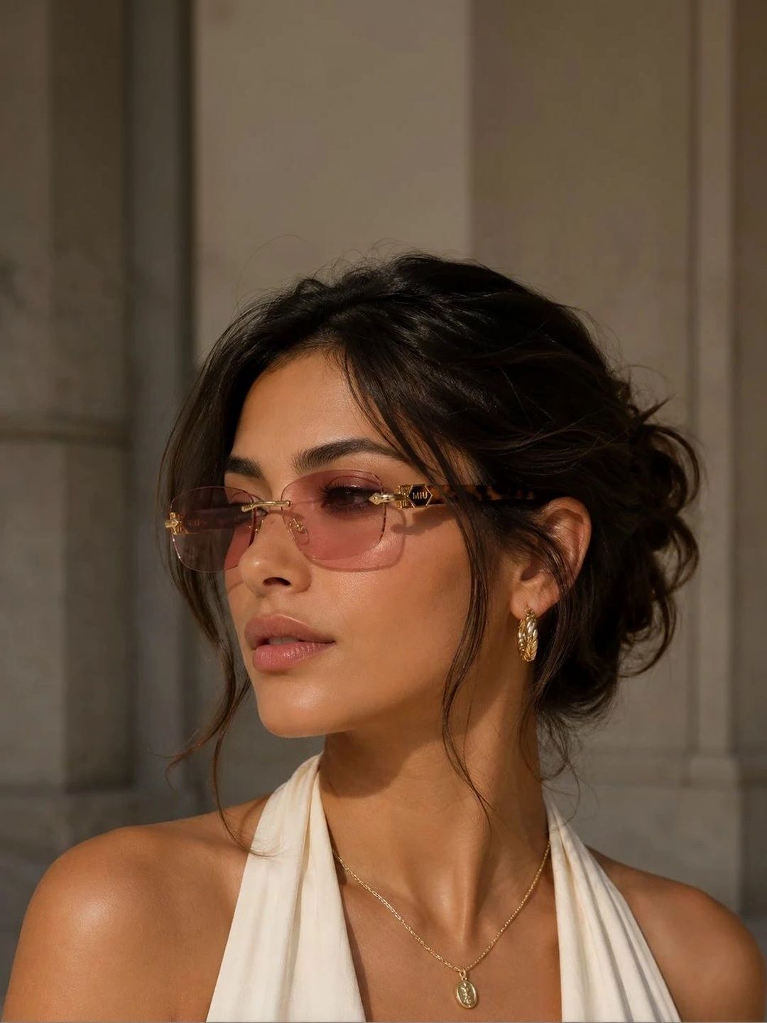 ZAADRAN Unisex Pink Lens & Gold-Toned Rectangle Sunglasses with-image-36