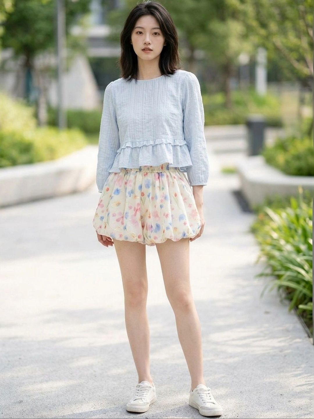 Suo Women Floral Mini Balloon Skirt-picture-26