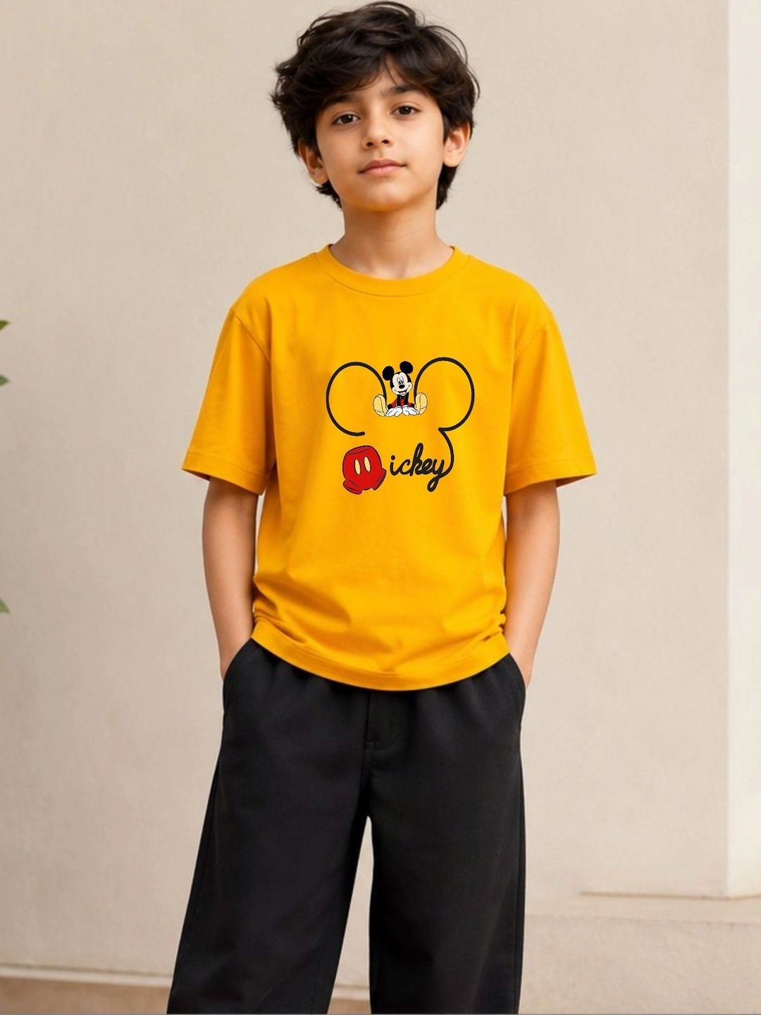 Disney By Miss and Chief Boys Brand Logo Mickey Mouse Printed T-shirt-picture-58