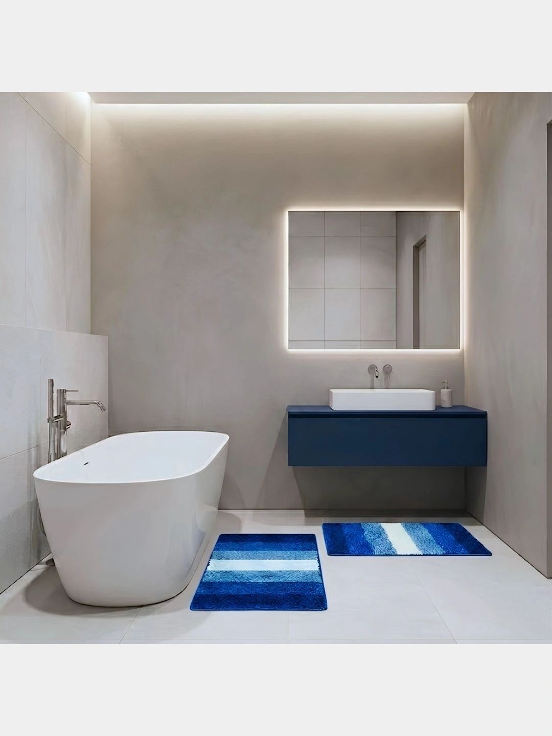 Pano 2-Pcs Blue Anti Skid Absorbent Bath Rugs-image-48