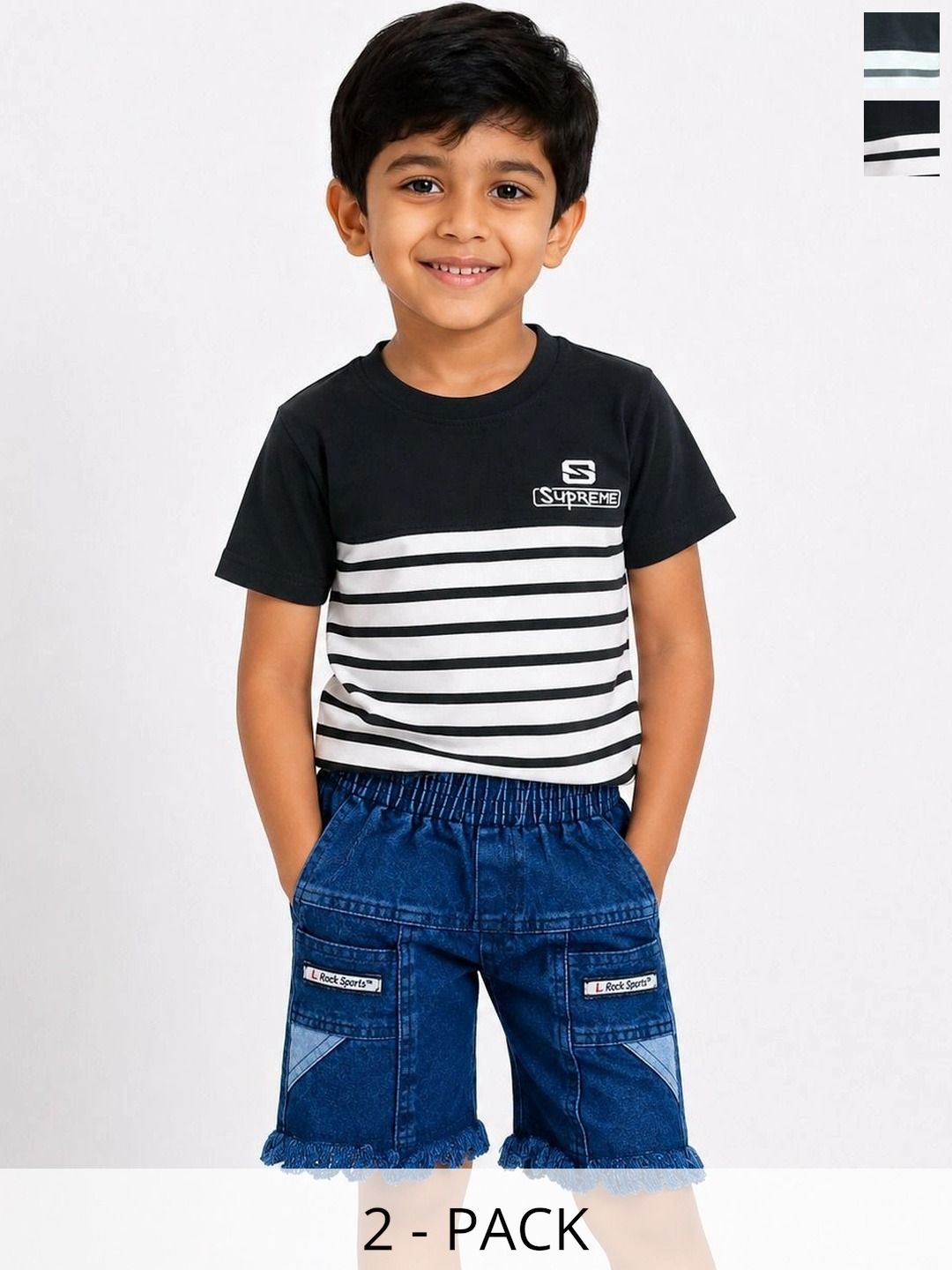 LUXURIOUS STUFF Boys Striped T-shirt with Shorts-picture-10