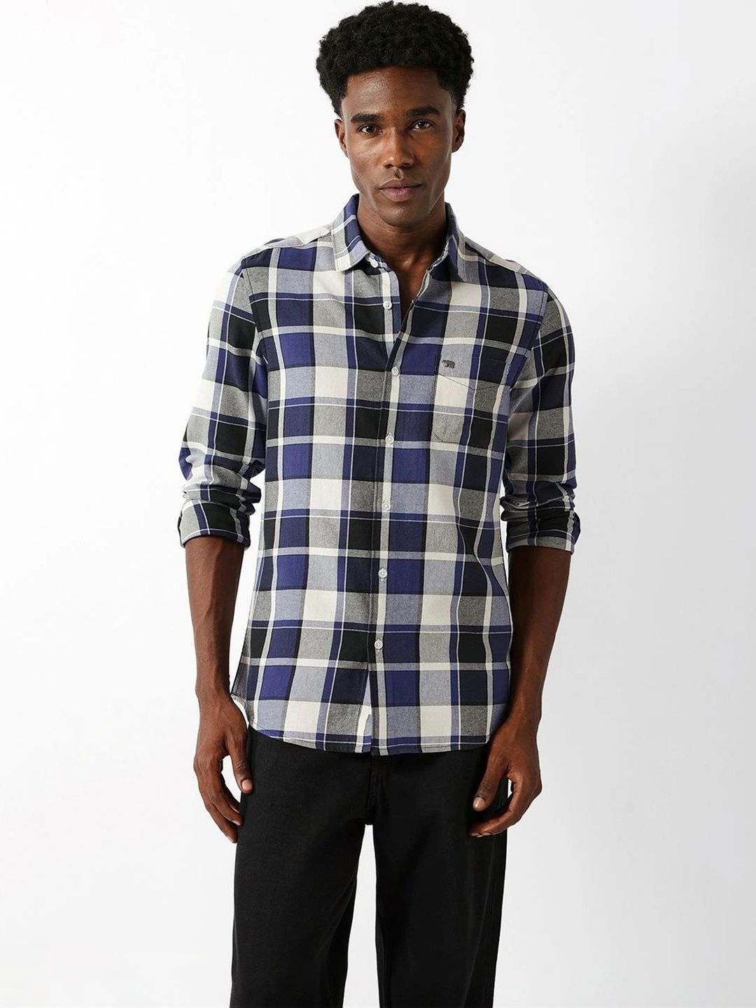 THE BEAR HOUSE Men Slim Fit Tartan Checks Checked Casual Shirt-picture-39
