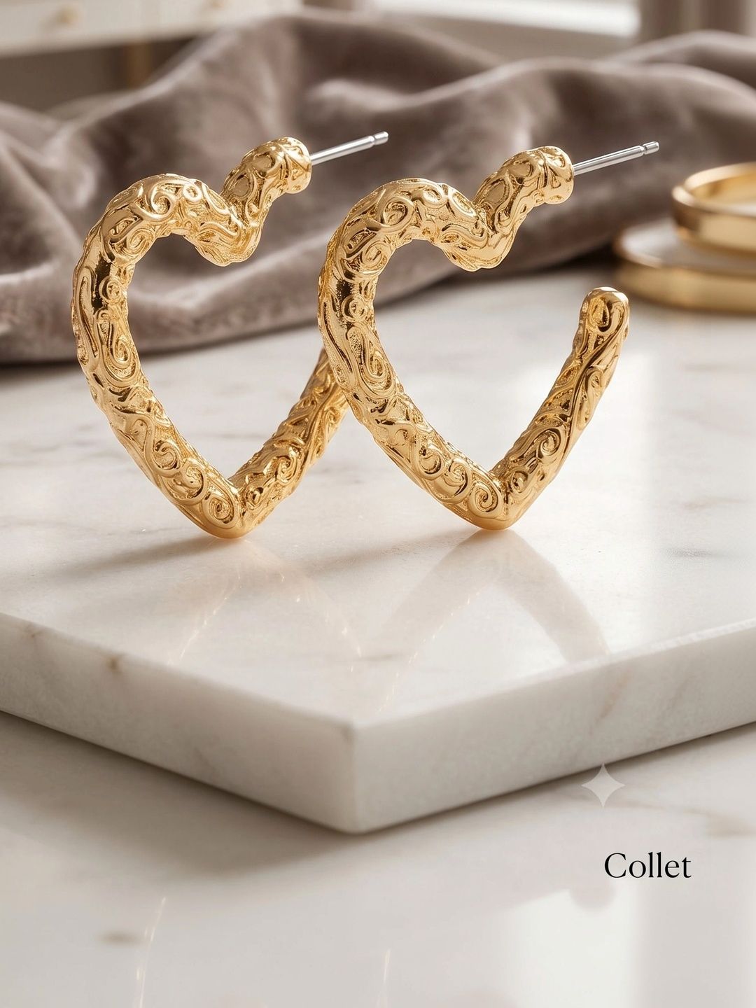 Collet Heart Shaped Hoop Earrings-picture-47