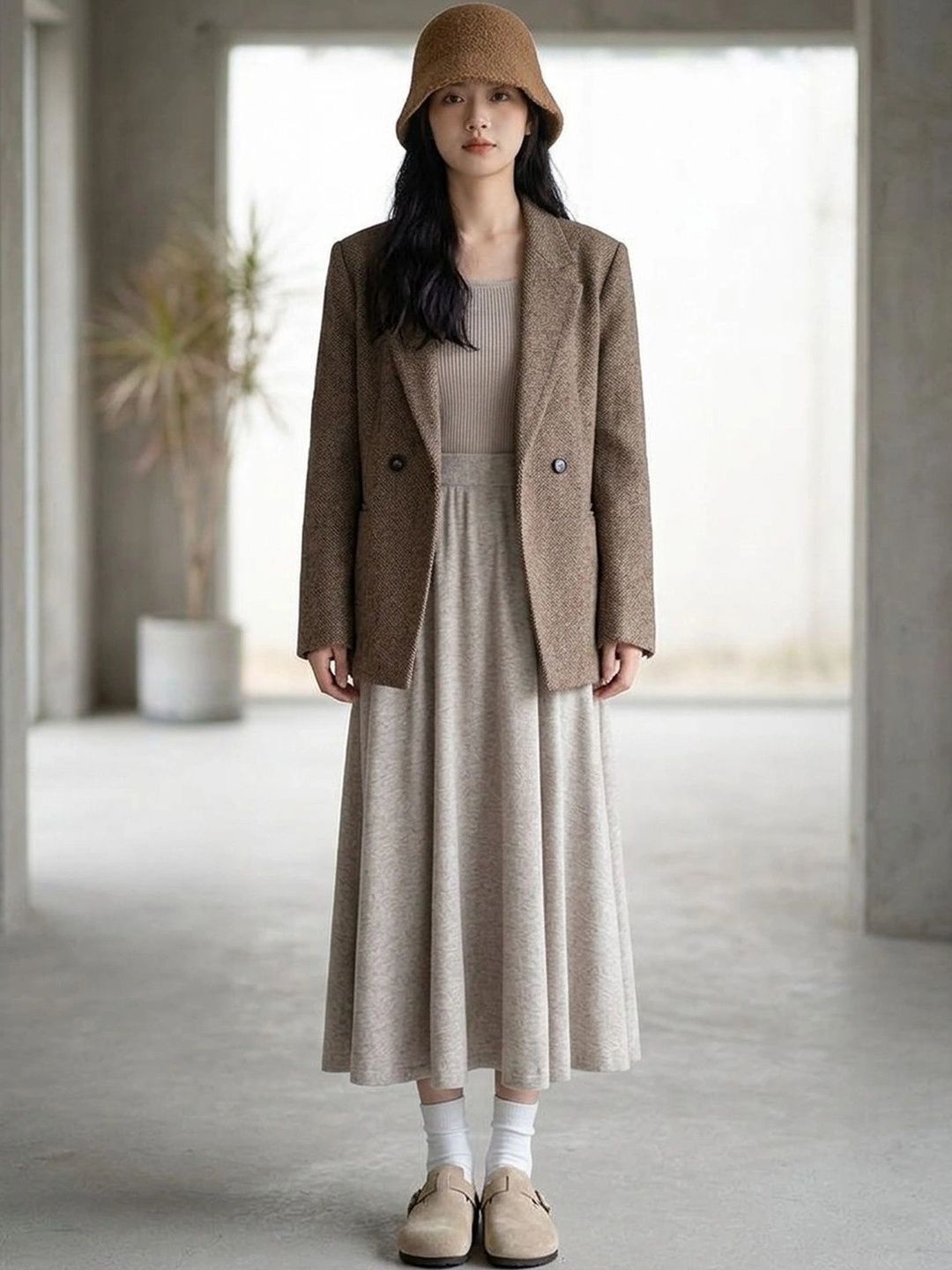 Suo Women Midi A-Line Skirt-picture-45