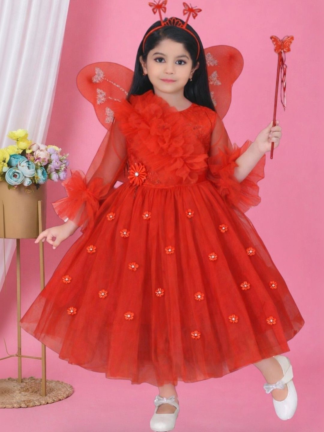 ITC FASHION Embellished Ruffled Net A-Line Dress-picture-23