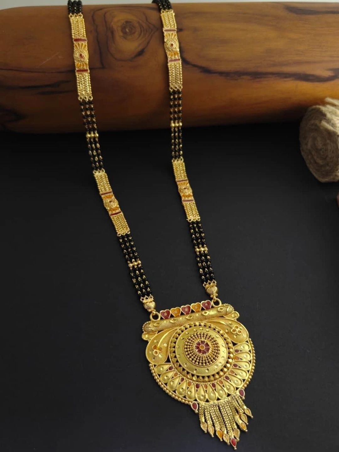 EvoraJewel Gold-Plated Artificial Stones and Beads Mangalsutra-picture-56