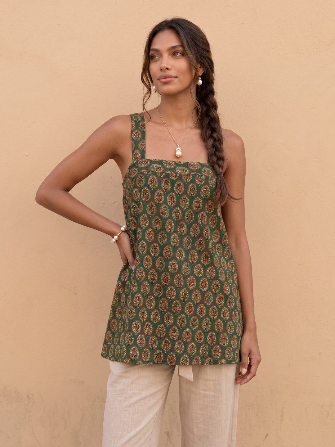 fusion by glitchez Ethnic Motifs Printed Relaxed Fit Pure Cotton A-Line Kurti-picture-44