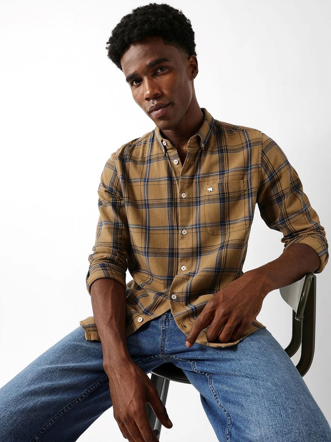 THE BEAR HOUSE Men Slim Fit Checked Casual Shirt-picture-36