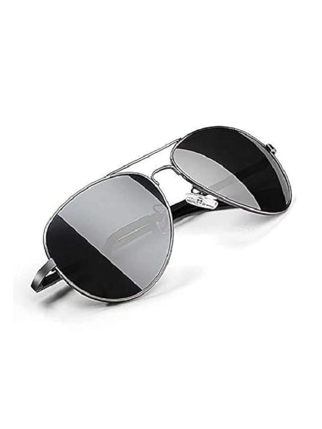 EYELLUSION Women Black Lens & Silver-Toned Aviator Sunglasses with-image-32
