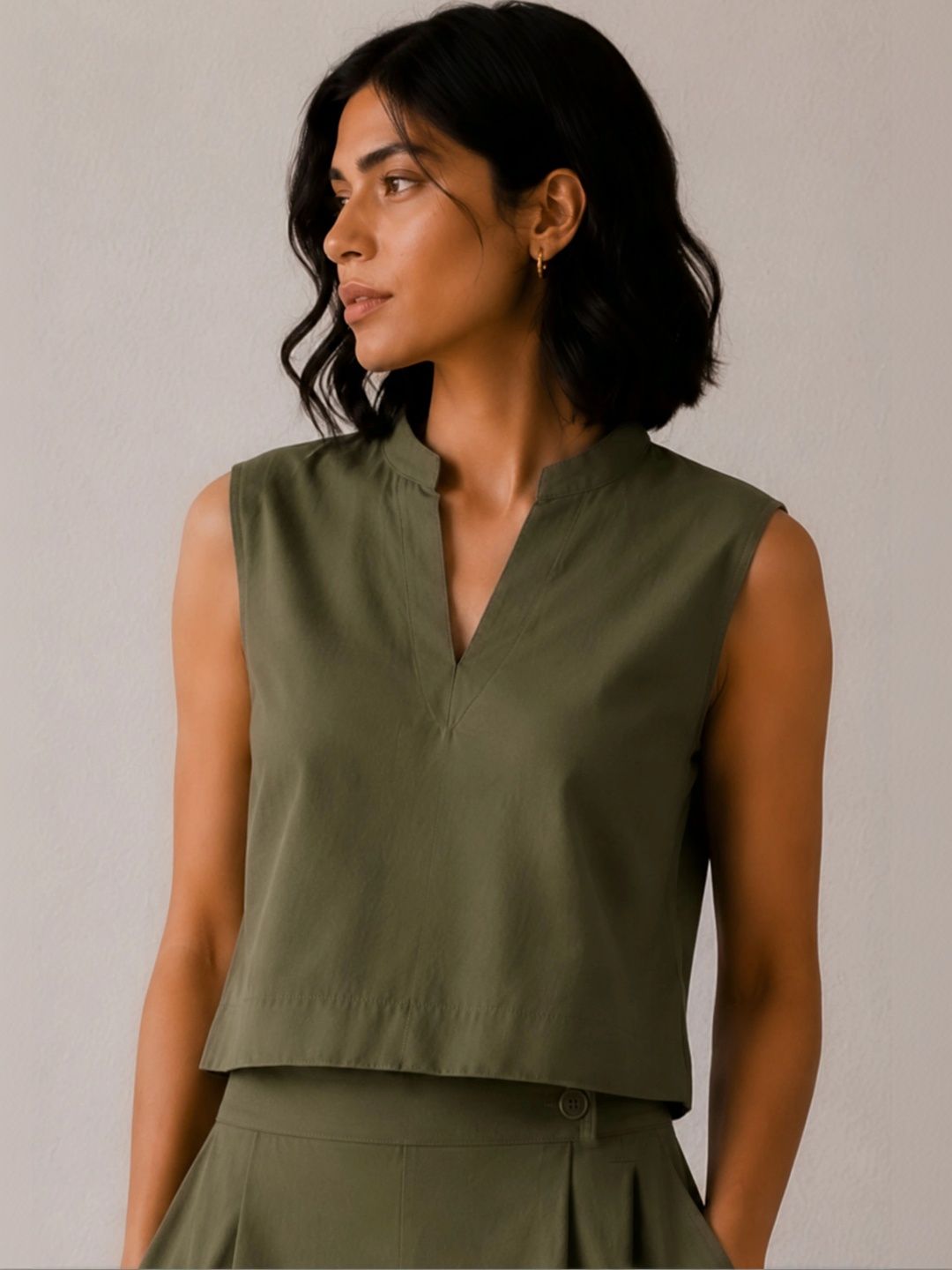 Canoopi Mandarin Collar Cotton Top-picture-11