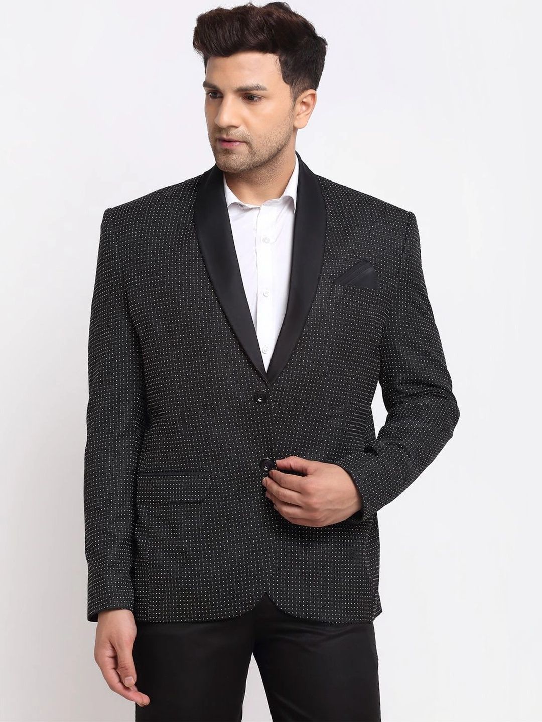 Moda Rapido Self Design Shawl Collar Single-Breasted Casual Blazer-picture-28