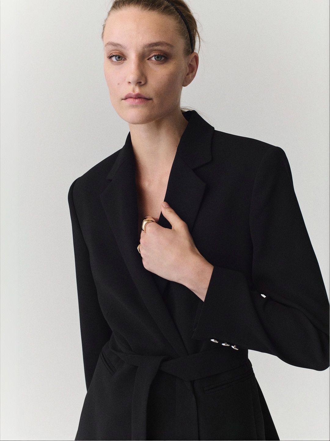 MANGO Notched Lapel Double-Breasted Casual Blazers-picture-13