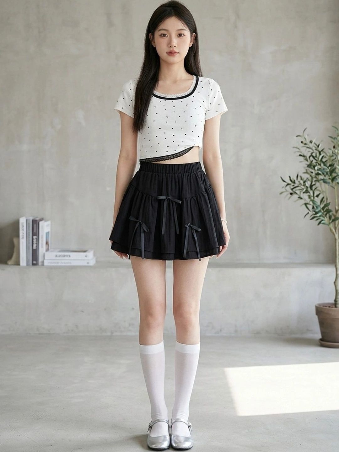 Suo Women Frills Bows and Ruffles Mini Flared Skirt-picture-20
